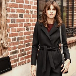 Sezane Black Belted Coat